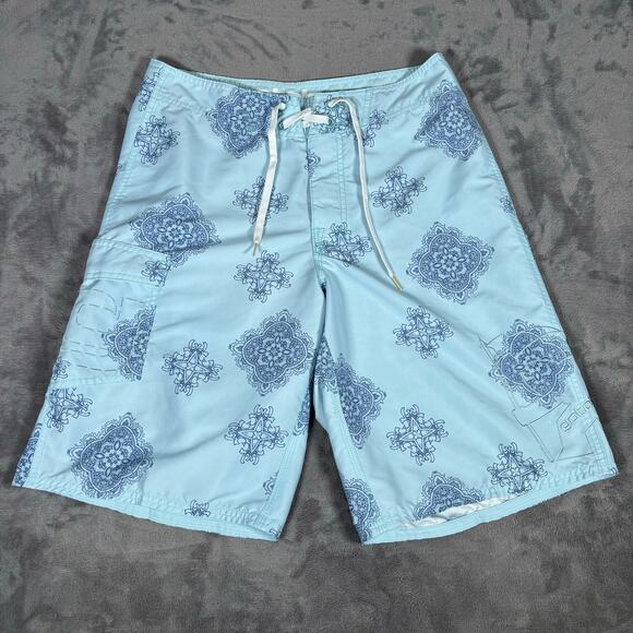 Gotcha Board Shorts Men’s Size 30 Blue Paisley Print Swim Trunks - Picture 1 of 9